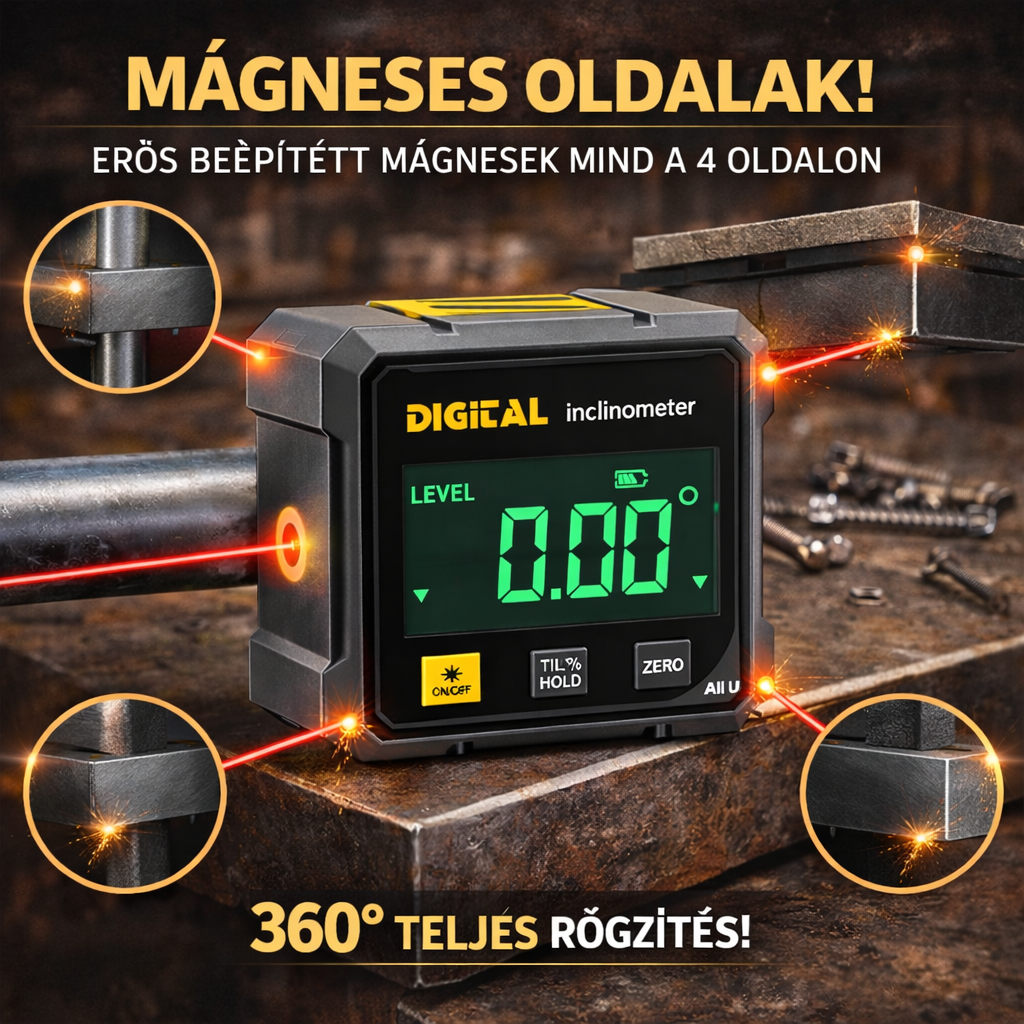 SZÖGSZAKI - DIGITÁLIS LÉZERES SZÖGMÉRŐ ÉS VÍZMÉRTÉK
